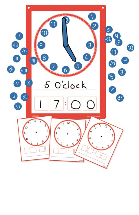 Magnetic Multiboard Clock and Dry Wipe Clock Faces