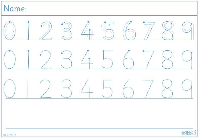 0-9 Number Tracing Board