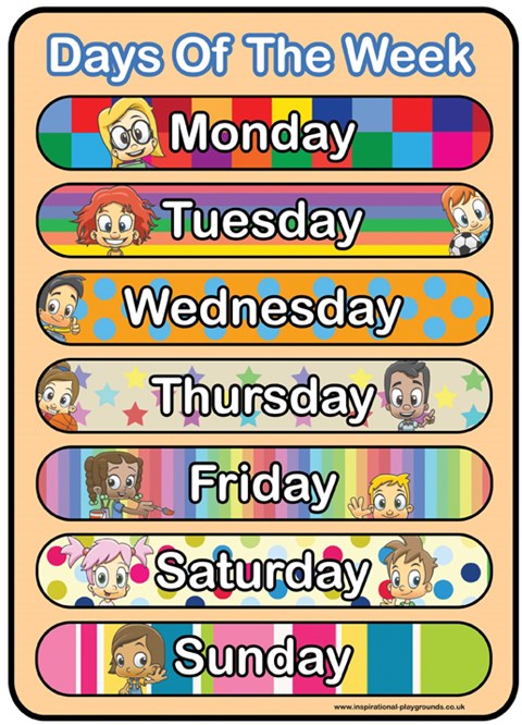 Colourful Days of Week Board