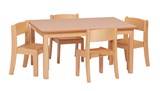 Small Rectangular Table and 4 Beech Stacking Chairs