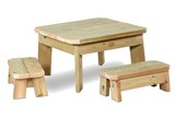 Square Table & Bench Set