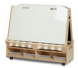 Double Sided 4 Station Chalk/Whiteboard Easel with Low Storage Trolley