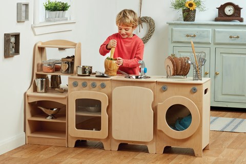 Natural Kitchen Set of 4  - Cooker, Sink, Washer, Storage Dresser (H550mm)